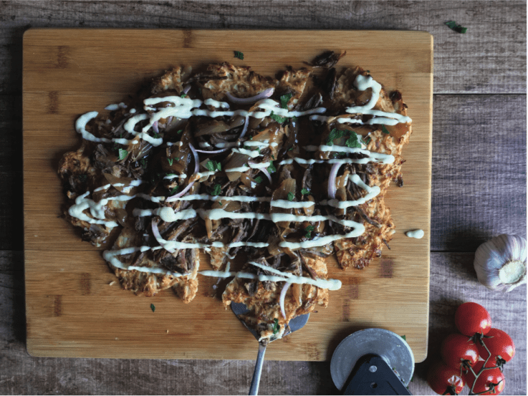 Once Upon A Thyme – Pulled Beef Latke Pizza