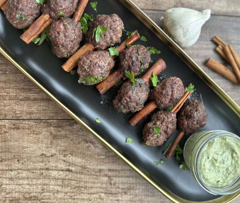 Once Upon A Thyme – Cinnamon Stick Beef Kabobs with Basil Garlic Aioli